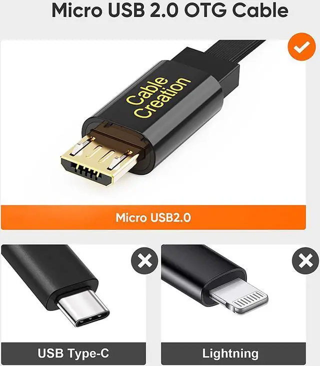 Alt view image 2 of 7 - CableCreation Micro USB 2.0 OTG Cable Flat On The Go Adapter Micro USB Male to USB Female for Samsung S7 S6 Edge S4 S3 Android or Other Smart Phones Tablets with OTG Function 6 Inch, Black