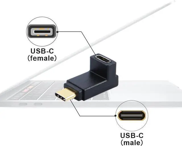 Alt view image 2 of 7 - USB C Extension Adapter, CableCreation Up & Down Angle 90 Degree USB 3.1 Type C Male to Female Convertor (3A/10G), Compatible with Oculus Quest / Link, MacBook Pro, Google Pixel, Samsung DeX, Black