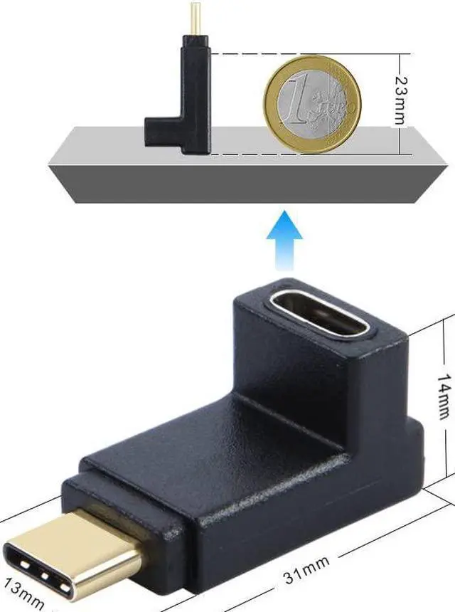 Alt view image 6 of 7 - USB C Extension Adapter, CableCreation Up & Down Angle 90 Degree USB 3.1 Type C Male to Female Convertor (3A/10G), Compatible with Oculus Quest / Link, MacBook Pro, Google Pixel, Samsung DeX, Black