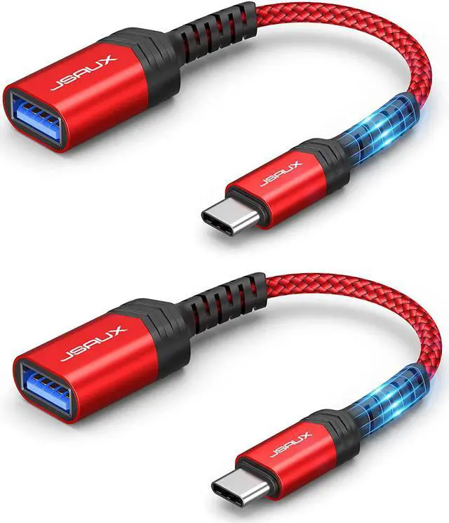 Main image of USB C to USB Adapter [2 Pack] Type C 3.0 OTG Cable On The Go Type C Male to USB A Female Adapter Compatible with MacBook iPhone 16 Pro Max/16 Plus/16e/15  Galaxy S25/S24/S23-Red