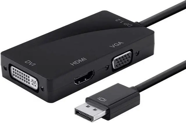 Alt view image 5 of 12 - Monoprice DisplayPort 1.2a to 4K HDMI, Dual Link DVI, and VGA Passive Adapter, Black (112802)