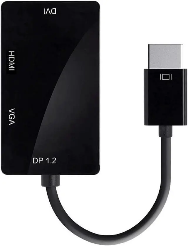 Alt view image 6 of 12 - Monoprice DisplayPort 1.2a to 4K HDMI, Dual Link DVI, and VGA Passive Adapter, Black (112802)
