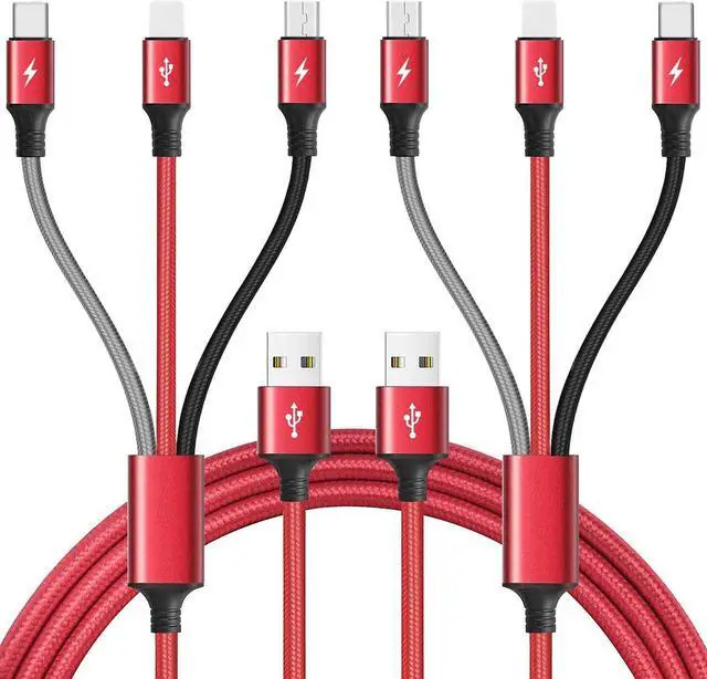 Main image of Multi Charging Cable 10Ft 2Pack Multi Fast Charger Cable Braided Universal 3 in 1 Multi Charging Cord Long Multi USB Cable Adapter IP/Type C/Micro USB Port for Cell Phones/Tablets/ Galaxy/More