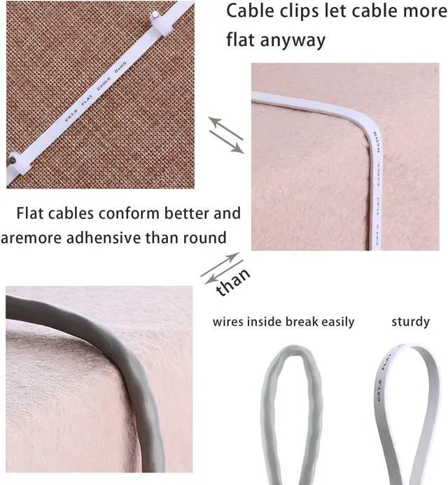 Alt view image 3 of 6 - Cat 6 Ethernet Cable 150 Ft, Outdoor&Indoor, 10Gbps Support Cat7 Network, Slim long Flat Internet LAN Patch Cord, Cat6 Solid High Speed weatherproof Cable for Router, Modem, PS4/5, Xbox, Gaming, White
