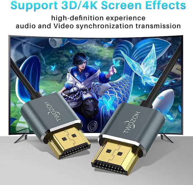 Alt view image 3 of 7 - Flexible & Slim HDMI Cable 1FT 2 Pack Ultra Thin HDMI Cord Supports High Speed 4K@60Hz 18gbps 2160P/1080P