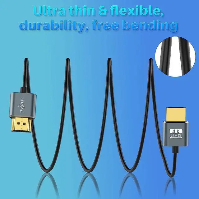 Alt view image 2 of 7 - Flexible & Slim HDMI Cable 1FT 2 Pack Ultra Thin HDMI Cord Supports High Speed 4K@60Hz 18gbps 2160P/1080P