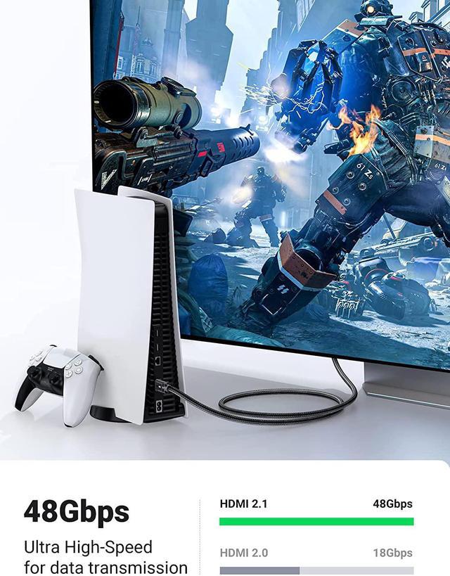 Alt view image 4 of 7 - UGREEN 8K HDMI 2.1 Certified Cable 48Gbps Ultra High Speed 4K 120Hz HDMI Cable Durable Nylon Braided HDMI Cord Support Dynamic HDR eARC Compatible for PS5 Xbox One Nintendo Switch TV Roku 6.6 FT