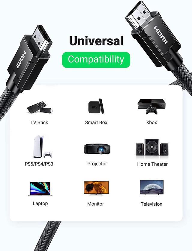 Alt view image 7 of 7 - UGREEN 8K HDMI 2.1 Certified Cable 48Gbps Ultra High Speed 4K 120Hz HDMI Cable Durable Nylon Braided HDMI Cord Support Dynamic HDR eARC Compatible for PS5 Xbox One Nintendo Switch TV Roku 6.6 FT