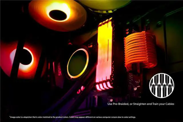 Alt view image 3 of 6 - LINKUP - 50cm PSU Cable Extension Sleeved Custom Mod GPU PC Braided w/Comb Kit - Compatible with RTX30901 x 24 P (20+4)2 x 8 P (4+4) CPU3 x 8 P (6+2) GPU Set500mm - Orange