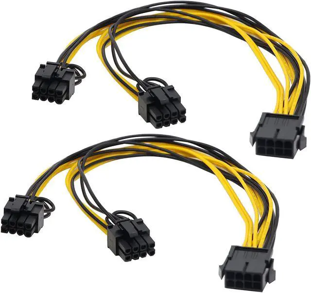 Main image of zdyCGTime 2 Pack 8Pin PCI-E PCI Express Graphics Video Card 8 Pin GPU VGA Female to Dual 8Pin (6+2) Pin PCI-E Male Y Splitter Power Extension Cable 8 Pin GPU molex for Graphics Card BTC Miner (30CM)