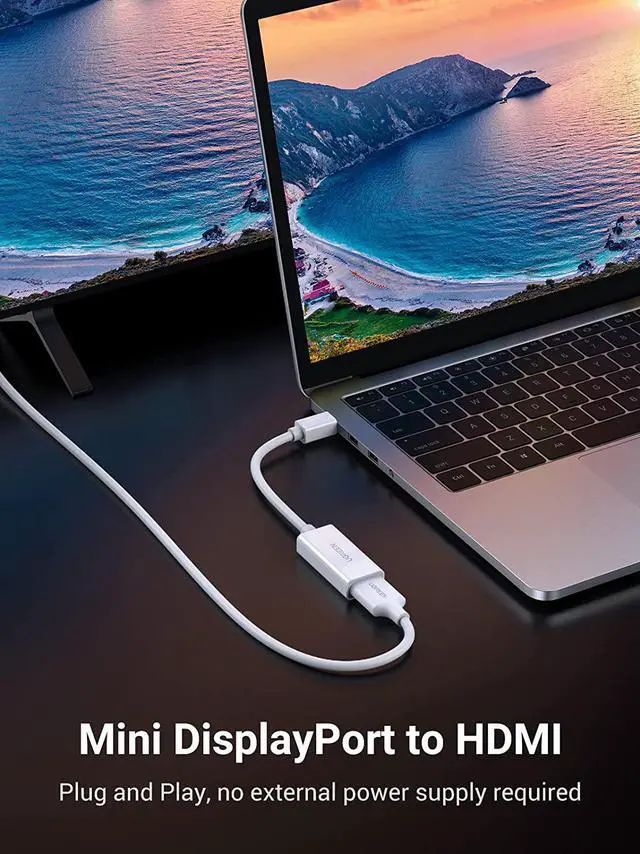 Alt view image 3 of 7 - UGREEN Mini DisplayPort to HDMI Adapter Mini DP Male to HDMI Female Thunderbolt 2.0 to HDMI Adapter Suitable for Apple MacBook Pro MacBook Air Microsoft Surface Pro 4 Pro 3 Google Chromebook White