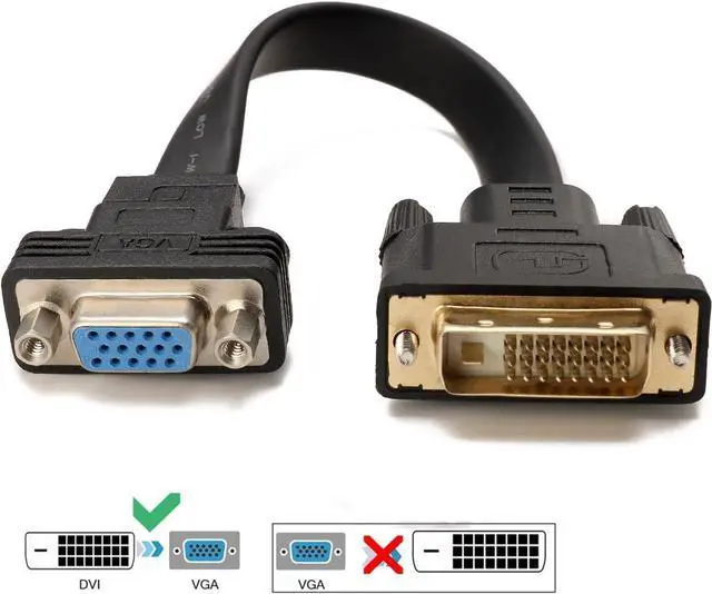 Alt view image 6 of 7 - CABLEDECONN Active DVI-D Dual Link 24+1 Male to VGA Female Video with Flat Cable Adapter Converter Black (E0207)