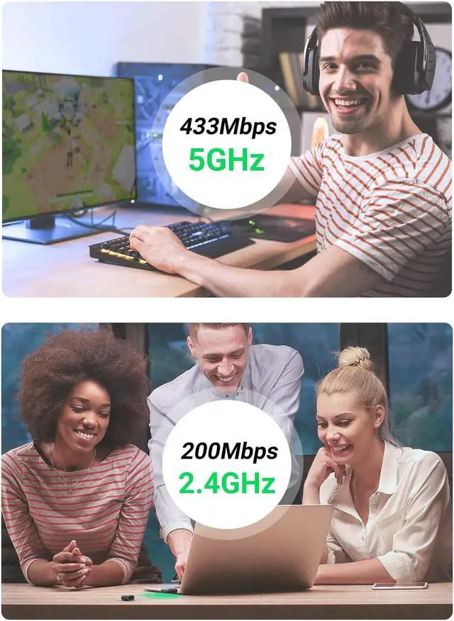 Alt view image 2 of 7 - UGREEN AC650 USB WiFi Adapter for Desktop PC 5G 2.4G Dual Band WiFi Dongle Mini Wireless USB Computer Network Adapter Compatible with Windows 11 10 8.1 8 7, MacOS 10.11-11.6, Linux 2.6.18-5.3