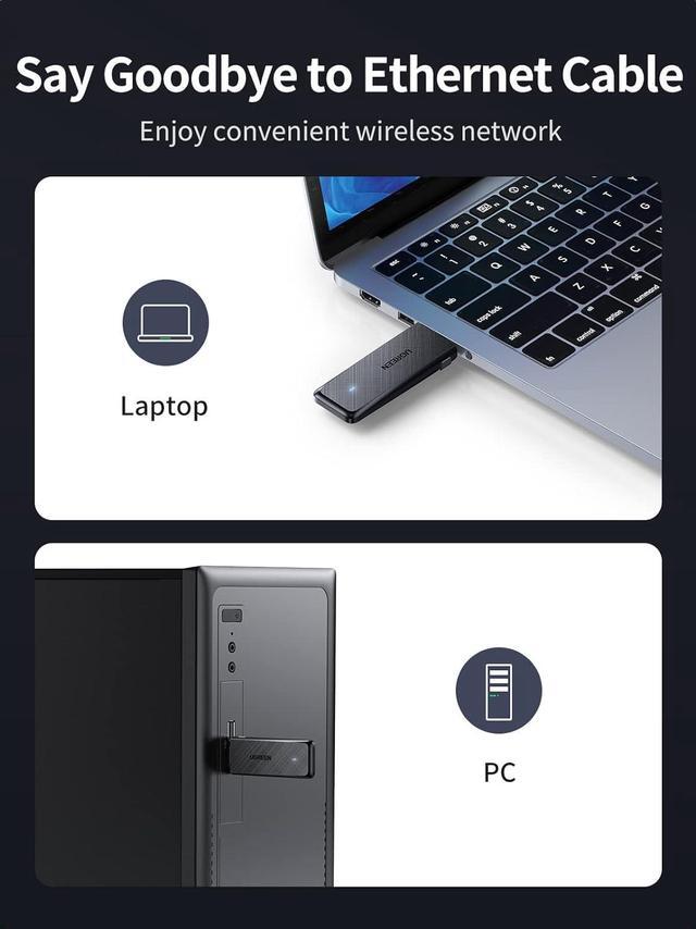 Alt view image 6 of 7 - UGREEN AC1300 USB WiFi Adapter 5G 2.4G Dual Band USB 3.0 WiFi Dongle for Desktop PC Mini Wireless Computer Network Adapter Compatible with Windows 11/10/8.1/8/7, MacOS 10.11 Above