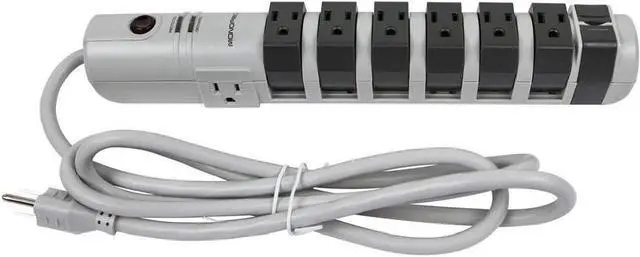 Alt view image 15 of 20 - Monoprice Power & Surge - 8 Outlet Rotating Surge Strip - Gray | UL Rated 2, 160 Joules with Grounded and Protected Light Indicator