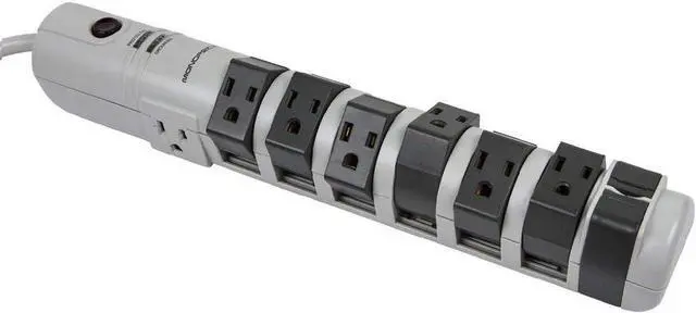 Alt view image 13 of 20 - Monoprice Power & Surge - 8 Outlet Rotating Surge Strip - Gray | UL Rated 2, 160 Joules with Grounded and Protected Light Indicator