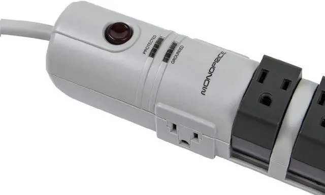 Alt view image 16 of 20 - Monoprice Power & Surge - 8 Outlet Rotating Surge Strip - Gray | UL Rated 2, 160 Joules with Grounded and Protected Light Indicator
