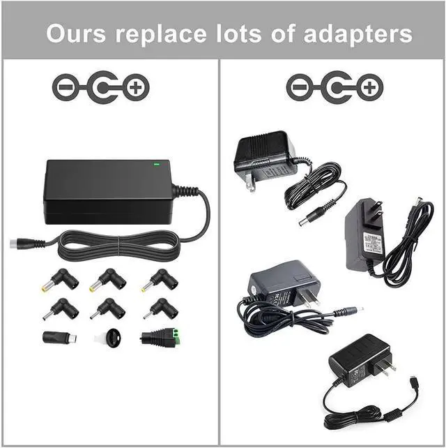 Alt view image 2 of 7 - POWSEED 45W 5V 6V 7.5V 9V 12V 13.5V 15V Universal AC Adapter for Household Electronics Routers CCTV IP Cameras Speaker USB Hub Tablet LED Strips, Multi Voltage Charger Supply Cord 1A 2A 3A