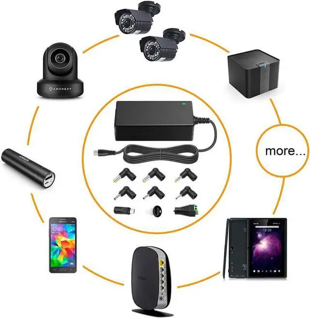 Alt view image 6 of 7 - POWSEED 45W 5V 6V 7.5V 9V 12V 13.5V 15V Universal AC Adapter for Household Electronics Routers CCTV IP Cameras Speaker USB Hub Tablet LED Strips, Multi Voltage Charger Supply Cord 1A 2A 3A