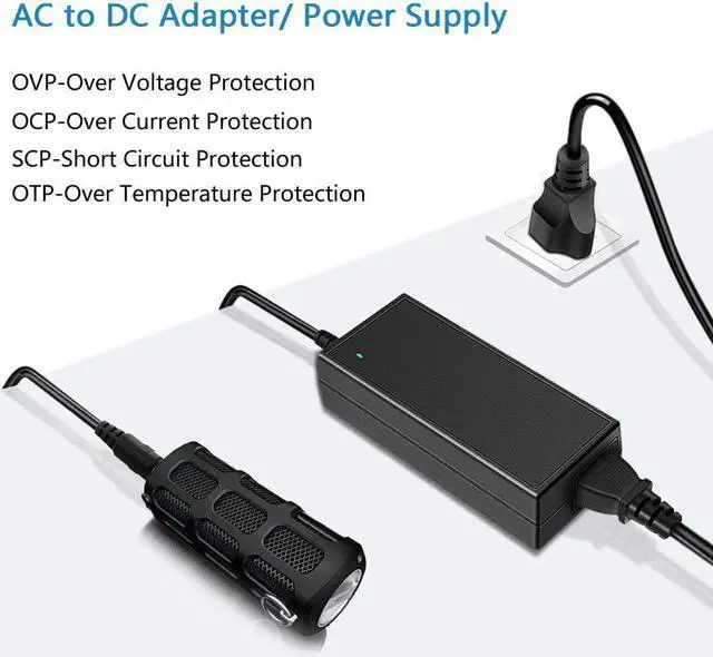 Alt view image 5 of 7 - SHNITPWR 12V 10A 120W DC Power Supply Adapter 100V~240V AC to DC Converter 12 Volt 10 Amp Transformer 5.5x2.5mm Tip for 5050 3528 LED Strip Light 3D Printer LED Driver CCTV Security System LCD Monitor