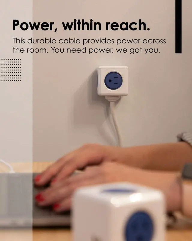 Alt view image 4 of 6 - Allocacoc, PowerCube |Extended|, 5 outlets, 5 feet cable, Mounting dock, Surge Protection, Childproof Sockets, ETL Certified (Red)