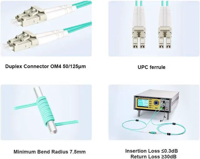 Alt view image 3 of 7 - F 30M OM4 LC to LC Fiber Patch Cable   Length Options: 0.2m-50m, 40GB/100GB Duplex LC-LC 50/125um Multimode Fiber Optic Cable Cord LSZH 30Meter(98ft)