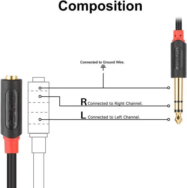 Alt view image 2 of 7 - 3.5mm to 1/4 Headphone Adapter Cable Gold Plated Audiowave Series 3.5mm 1/8 inch Female TRS to 6.35mm 1/4 inch Male TRS PVC Shelled Stereo Audio Cable for Mixer Guitar Piano Amplifier Speaker