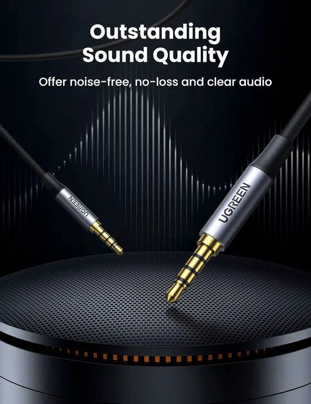 Alt view image 4 of 7 - UGREEN 10FT 4-Pole Braided 3.5mm Audio Cable Bundle with Lightning to 3.5mm Adapter Compatible with iPhone