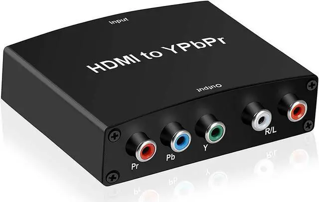Main image of HDMI to Component Converter HDMI to 1080P YPbPr 5RCA RGB + R/L Video Audio Adapter Support  TV PS5 Roku Xbox Fire Stick DVD Players to HDTV and Projector (Black)