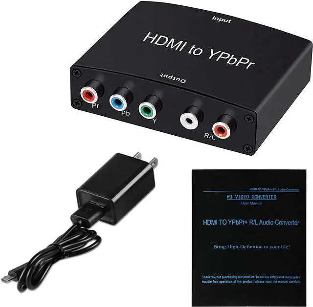 Alt view image 7 of 7 - HDMI to Component Converter HDMI to 1080P YPbPr 5RCA RGB + R/L Video Audio Adapter Support  TV PS5 Roku Xbox Fire Stick DVD Players to HDTV and Projector (Black)