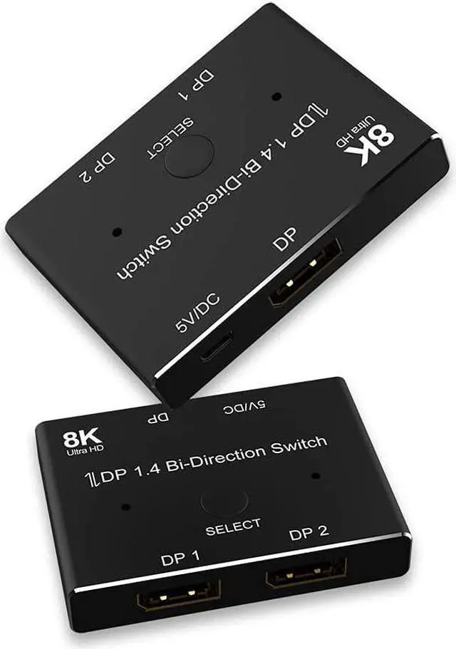 Alt view image 2 of 7 - DisplayPort Switch 8K Splitter Bidirectional DP 1.4 Switcher Box 2 in 1 Out / 1 in 2 Out Supports 8K@30Hz 4K@120Hz Compatible with PC Host Monitor Laptop etc