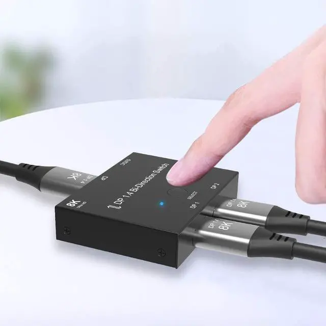 Alt view image 4 of 7 - DisplayPort Switch 8K Splitter Bidirectional DP 1.4 Switcher Box 2 in 1 Out / 1 in 2 Out Supports 8K@30Hz 4K@120Hz Compatible with PC Host Monitor Laptop etc