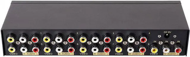 Main image of DTECH Powered 8 Way 3 RCA Splitter Box 1 in 8 Out Composite Video Audio Distribution Duplicator with Power Adapter Compatible with TV Projector Receiver Gaming Console Video Capture Card