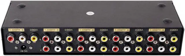 Alt view image 3 of 7 - DTECH Powered 8 Way 3 RCA Splitter Box 1 in 8 Out Composite Video Audio Distribution Duplicator with Power Adapter Compatible with TV Projector Receiver Gaming Console Video Capture Card