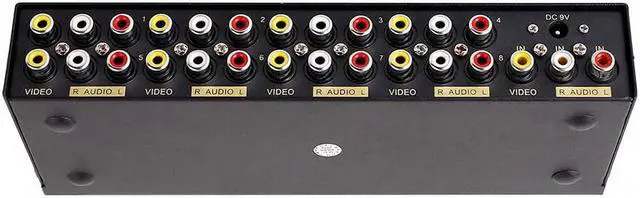 Alt view image 6 of 7 - DTECH Powered 8 Way 3 RCA Splitter Box 1 in 8 Out Composite Video Audio Distribution Duplicator with Power Adapter Compatible with TV Projector Receiver Gaming Console Video Capture Card