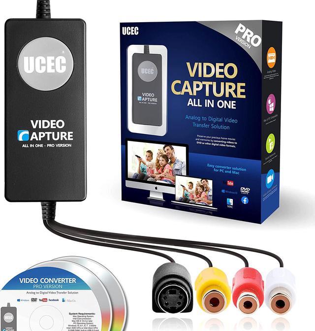 UCEC USB 2.0 Video Capture Device - Pro Version, VHS to Digital Converter,  VHS to DVD Converter, Digitize Video for Mac, PC, Upgraded Version