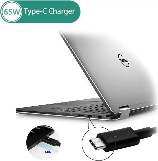Alt view image 3 of 4 - 65W Type C AC Charger Adapter Cord for Dell Latitude 7300 7370 7379 7389(2-in-1) 7390(2-in-1) Dell Latitude 5175 5179 7275 5490 7490 LA65NM170 DA65NM170 65W USB C Laptop Power Supply Adapter Cord
