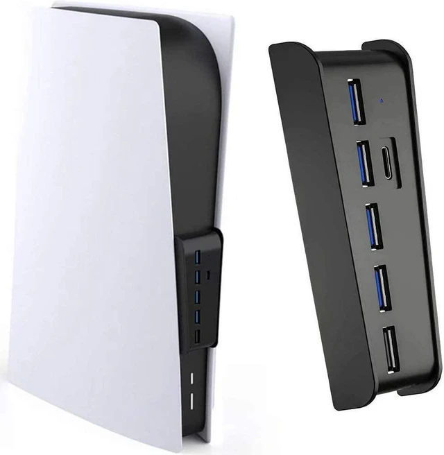 Main image of 5 Port USB Hub for PS5, Megadream High-Speed Expansion Hub Charger Splitter Adapter with 4 USB + 1 USB Charging Port + 1 Type C Port, Compatible with Playstation 5 Dualsence Game Console