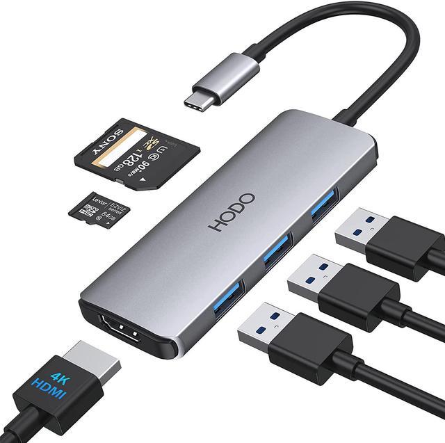 Hub USB C pour MacBook Pro/Air, 6 en 1 Adaptateur USB C avec HDMI 4K