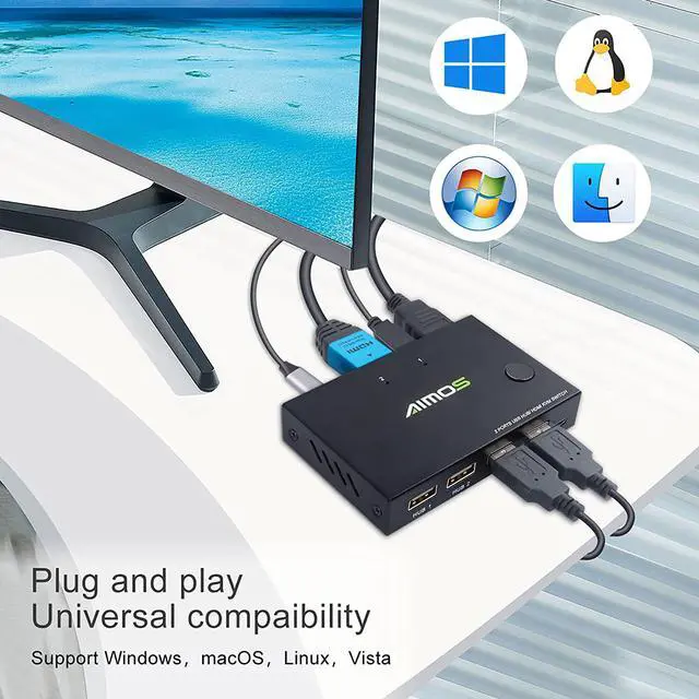 Alt view image 6 of 7 - HDMI KVM Switch, 2 Port KVM Switcher 4K@30HZ, For Share 2 Computers with one Keyboard Mouse and one HD Monitor