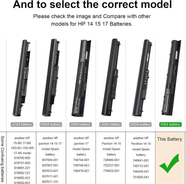 Alt view image 7 of 7 - Spare 800049-001 Battery for HP Pavilion KI04 800009-421 HSTNN-LB6S HSTNN-LB6R 800010-421 14-ab000 14-ab006tu 15-ab000 15-ab038TX 17-g000 17-g024NG Notebook