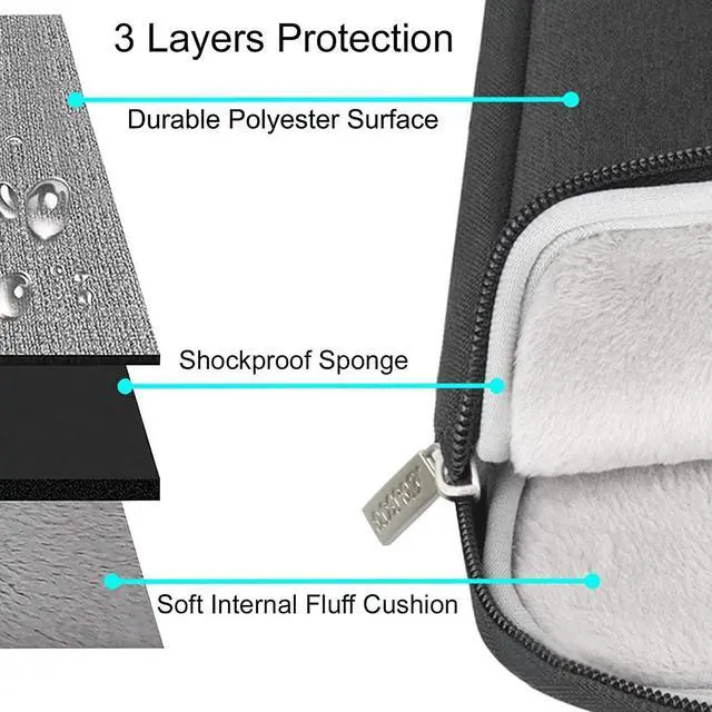 Alt view image 3 of 6 - Laptop Case 13.3 inch 13-13.3 inch Laptop Sleeve Compatible with MacBook Air/Pro 13 / Pro 14 HP    Notebook Polyester Vertical Computer Sleeve Bag with Pocket Black