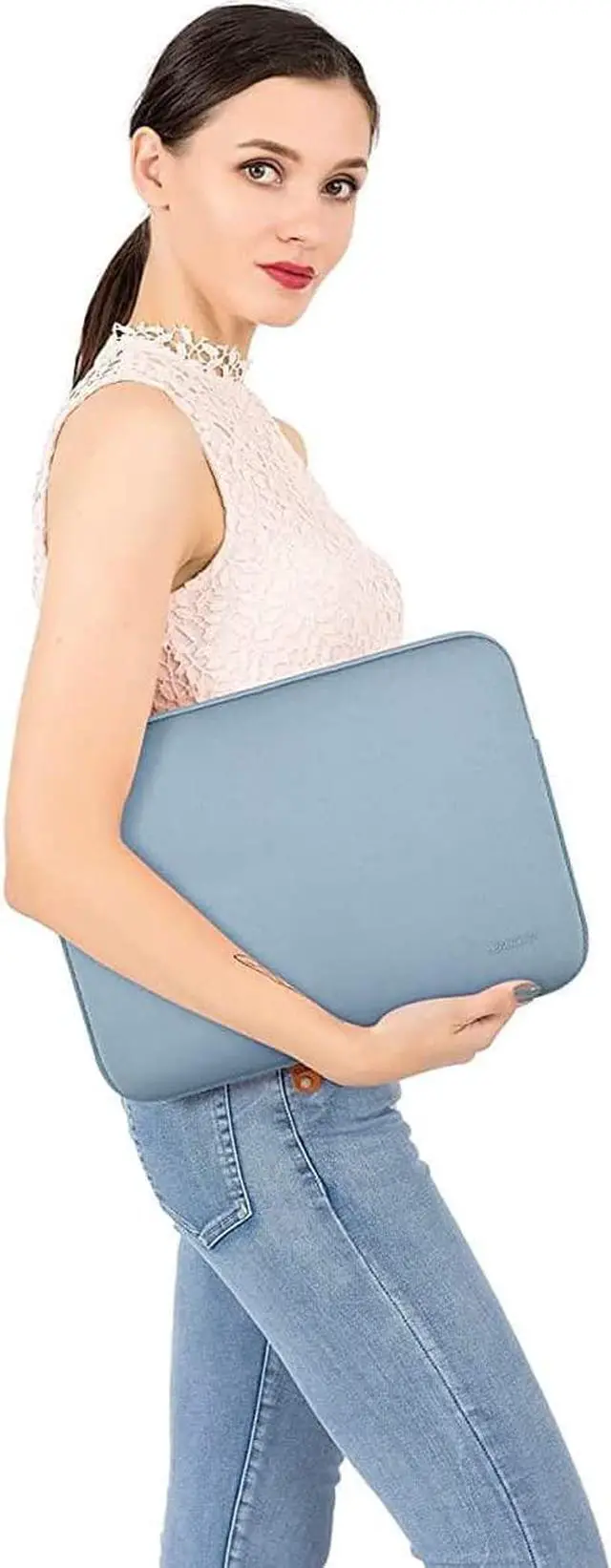 Alt view image 6 of 7 - MOSISO Laptop Sleeve Compatible with MacBook Air 13 inch M2 A2681 M1 A2337 A2179 A1932 2023-2018/Pro 13 M2 M1 A2338 A2251 A2289 A2159 A1989 A1706 A1708, Neoprene Bag with Small Case, Airy Blue