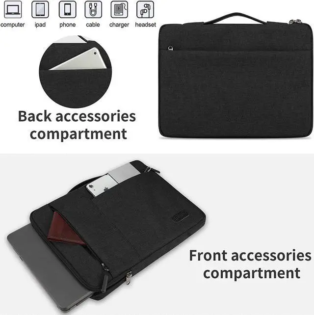 Alt view image 2 of 7 - Laptop Sleeve 13-14 inch Waterproof Business Laptop case Compatible with 13 MacBook air pro case Notebook Protective Handbag Laptop Bag for Men Women Black