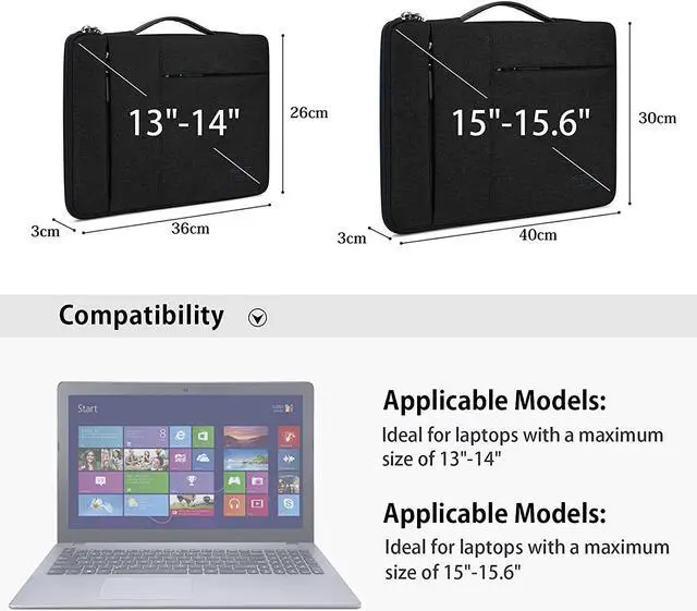 Alt view image 5 of 7 - Laptop Sleeve 13-14 inch Waterproof Business Laptop case Compatible with 13 MacBook air pro case Notebook Protective Handbag Laptop Bag for Men Women Black