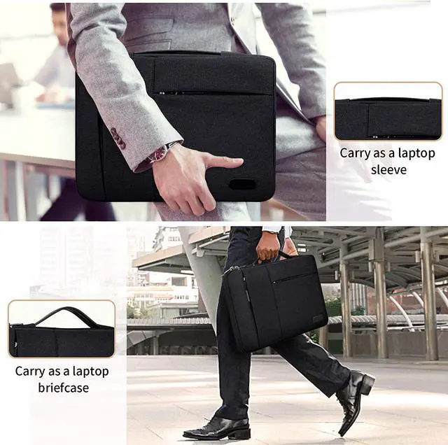Alt view image 6 of 7 - Laptop Sleeve 13-14 inch Waterproof Business Laptop case Compatible with 13 MacBook air pro case Notebook Protective Handbag Laptop Bag for Men Women Black