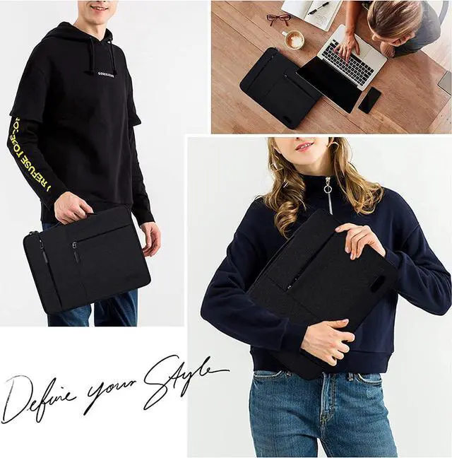 Alt view image 7 of 7 - Laptop Sleeve 13-14 inch Waterproof Business Laptop case Compatible with 13 MacBook air pro case Notebook Protective Handbag Laptop Bag for Men Women Black