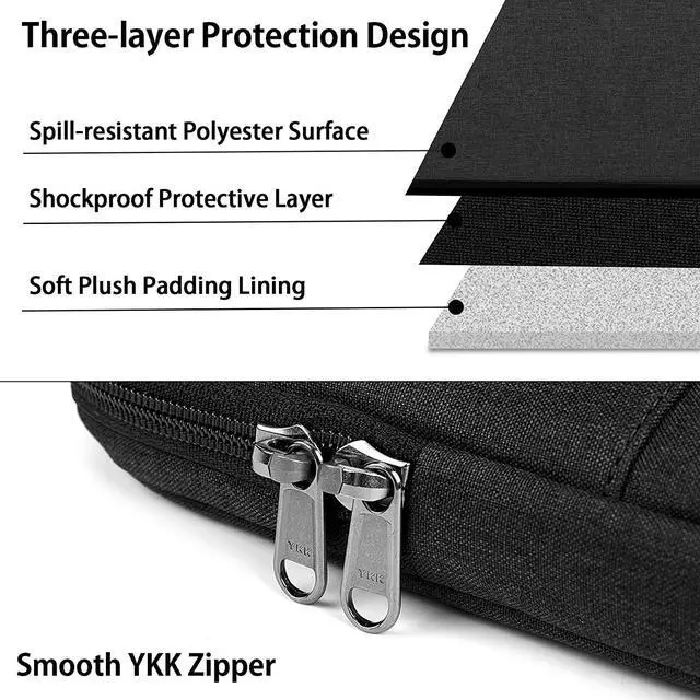 Alt view image 3 of 7 - Laptop Sleeve 13-14 inch Waterproof Business Laptop case Compatible with 13 MacBook air pro case Notebook Protective Handbag Laptop Bag for Men Women Black