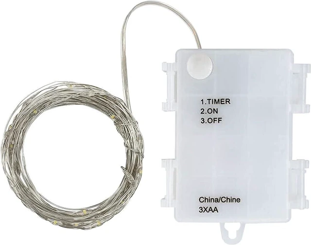 Alt view image 7 of 7 - 4 Pack Battery Operated Dewdrop Led Lights,Indoor Mini Fairy Lights with Timer Function,6 Hours on/18 Hours Off ,30 Count LEDs,10 Feet (Cold White with Waterproof Battery Box)