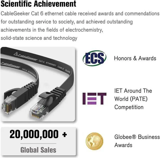 Alt view image 6 of 7 - Cat 6 Ethernet Cable 100 ft, Indoor&Outdoor, High Speed 10Gbps Flat Internet Network Cable, Cat6 Ethernet Patch Cable Long, Black Computer LAN Cable with Clips & Straps for Router, Modem, PS4/5